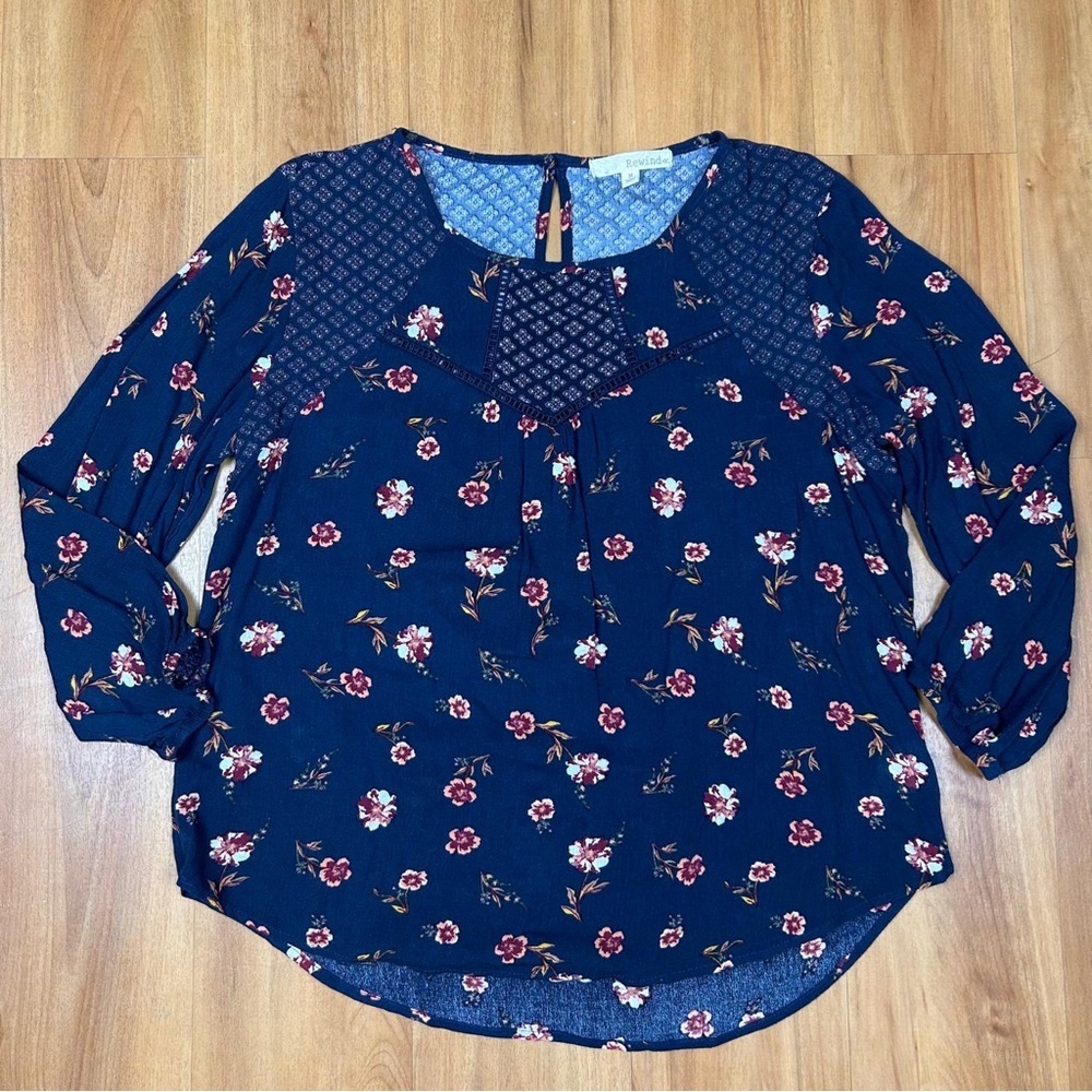 Rewind Blue Bib Collar Blouse with Buttoned Style